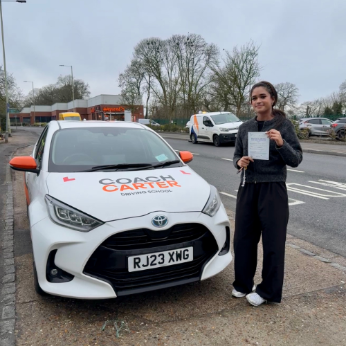 Tasha after passing her driving test